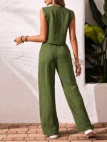 Compleu Natalee Khaki format din Vesta si Pantalon - imagine 2