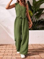 Compleu Natalee Khaki format din Vesta si Pantalon - imagine 3