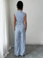 Salopeta Hateya Alba cu Dungi Bleu - imagine 2