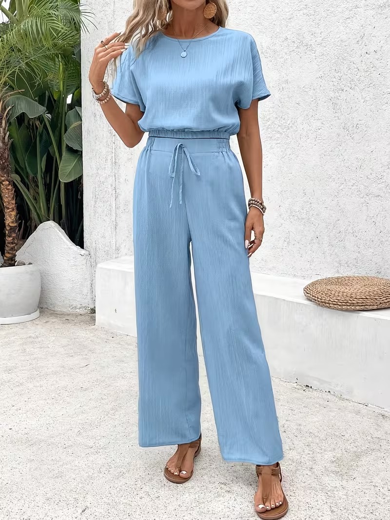 3040 Compleu Solea Bleu format din Top si Pantalon - imagine 1