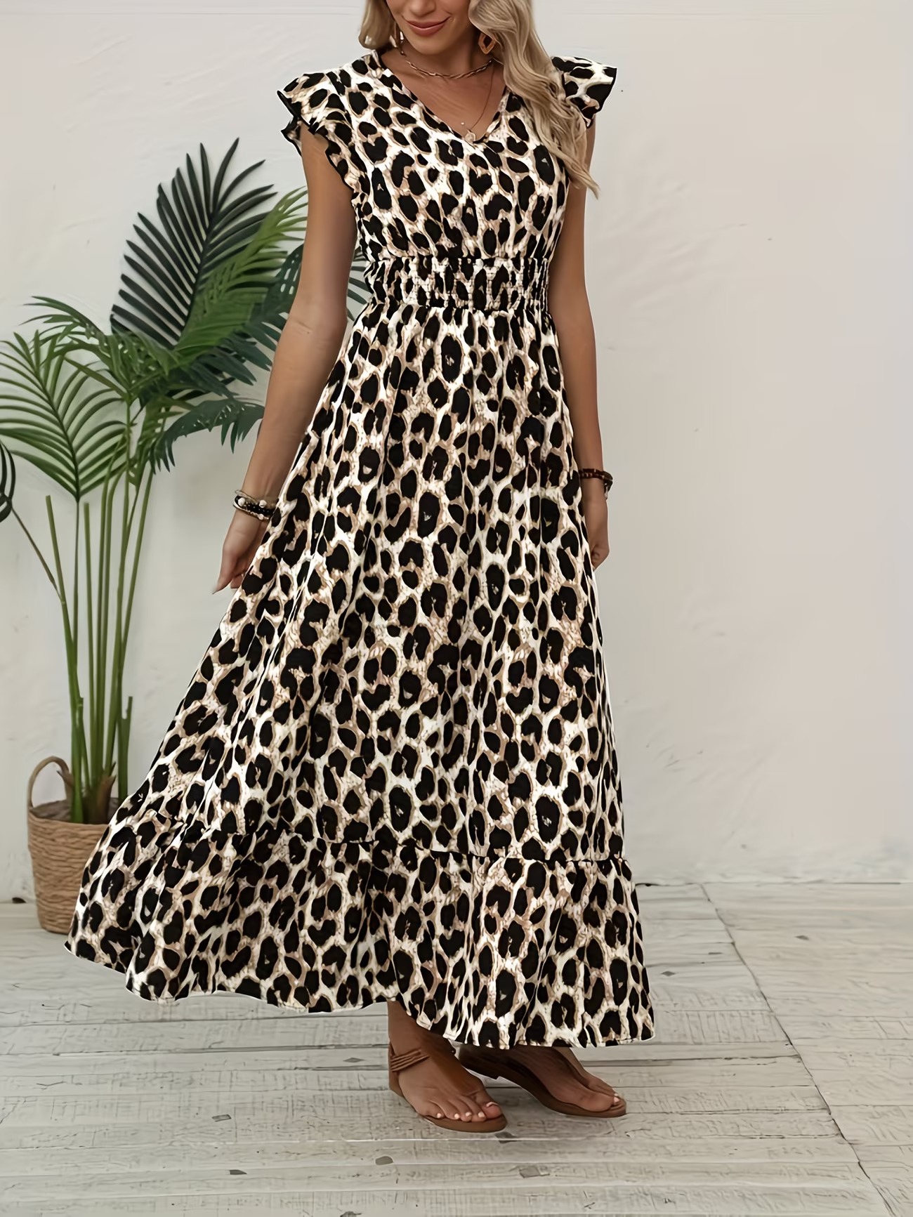 3079 Rochie Lunga Ceyla cu Imprimeu Animal Print - imagine 1