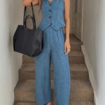 Compleu Cathy Albastru format din Vesta si Pantalon - imagine 5