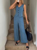 Compleu Cathy Albastru format din Vesta si Pantalon - imagine 4