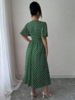 Rochie Midi Olimpia Verde cu Buline Albe - imagine 2