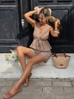 Compleu Sakura Maro cu Dungi Albe format din Top si Pantalon - imagine 6