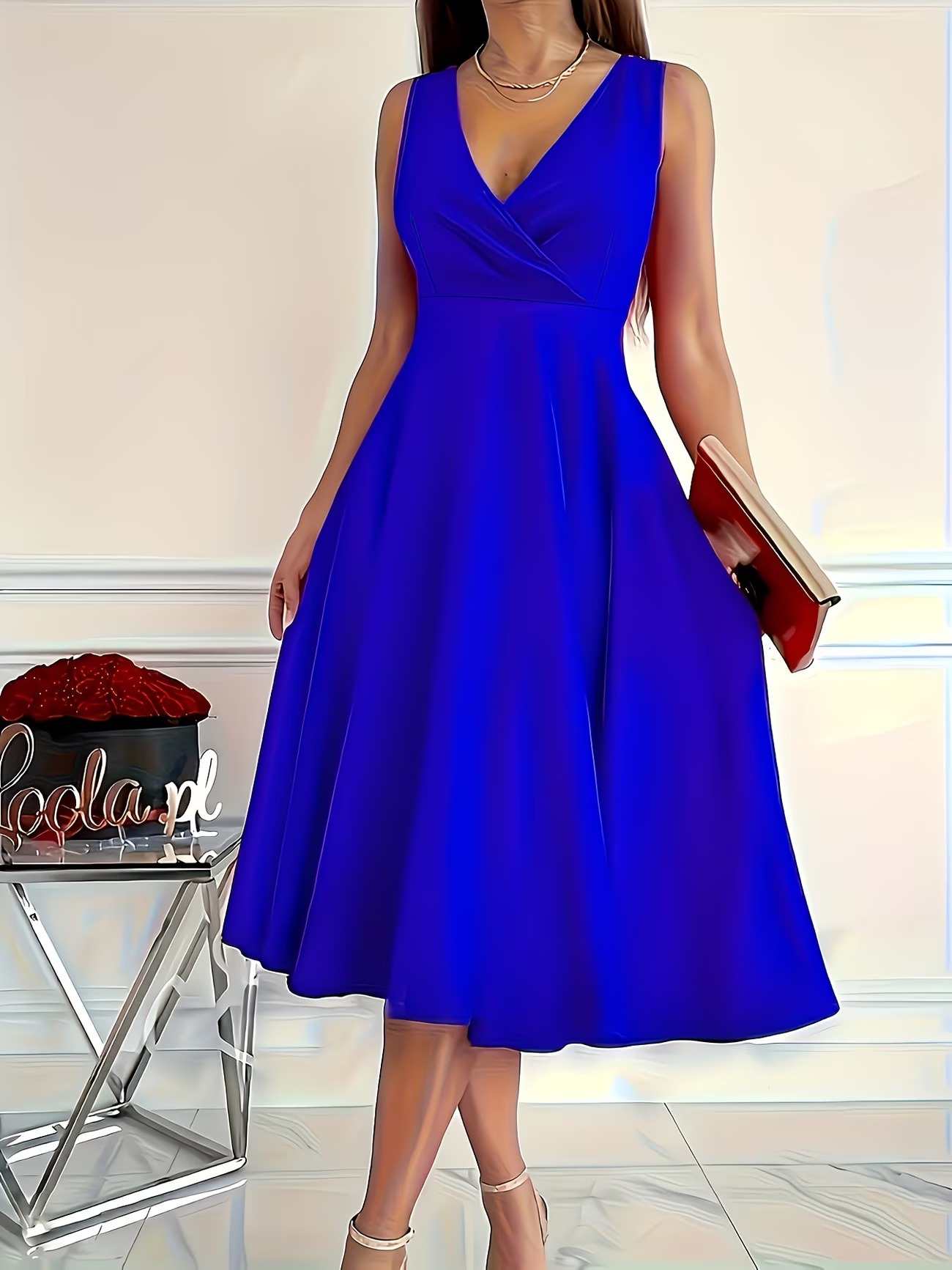 3613 Rochie Midi Gemma Albastra - imagine 1