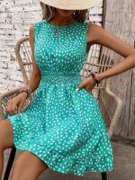 Rochie Scurta Corinne Turcoaz cu Print Geometric Alb - imagine 3