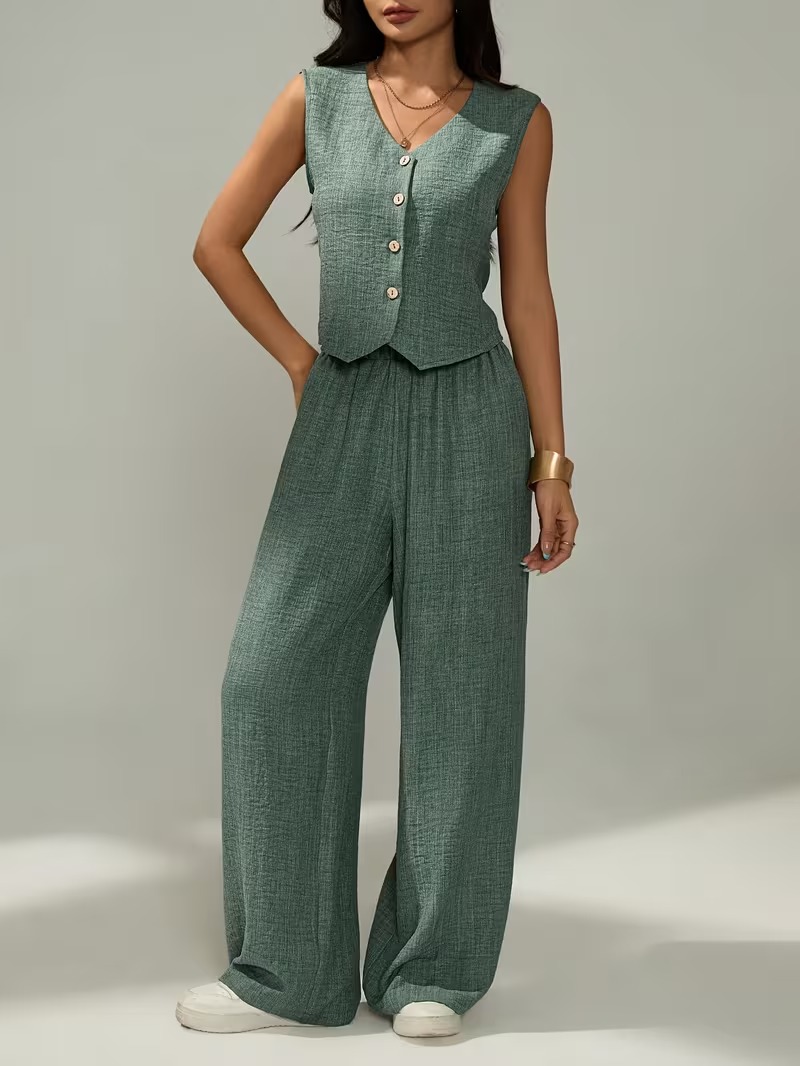 3622 Compleu Midet Verde format din Vesta si Pantalon - imagine 1