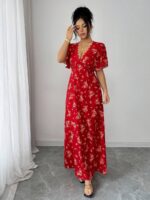 Rochie Lunga Helina Rosie cu Print Floral si Dantela - imagine 5