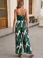 Salopeta Silena Bej cu Print Tropical - imagine 2