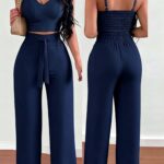 Compleu Merva Bleumarin format din Top si Pantalon - imagine 6