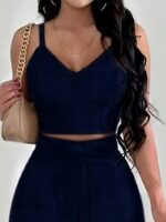 Compleu Merva Bleumarin format din Top si Pantalon - imagine 5
