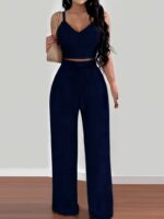 Compleu Merva Bleumarin format din Top si Pantalon - imagine 3