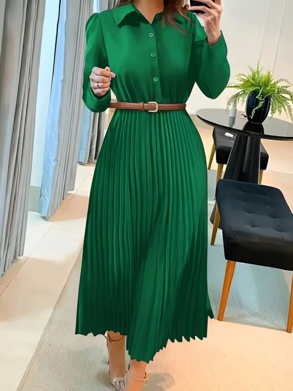 Rochie Midi Kristobel Verde Plisata