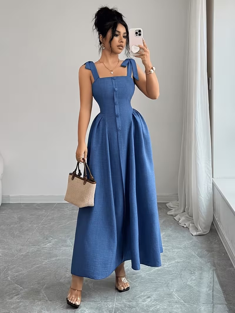 4699 Rochie Lunga Caterine Albastra - imagine 1