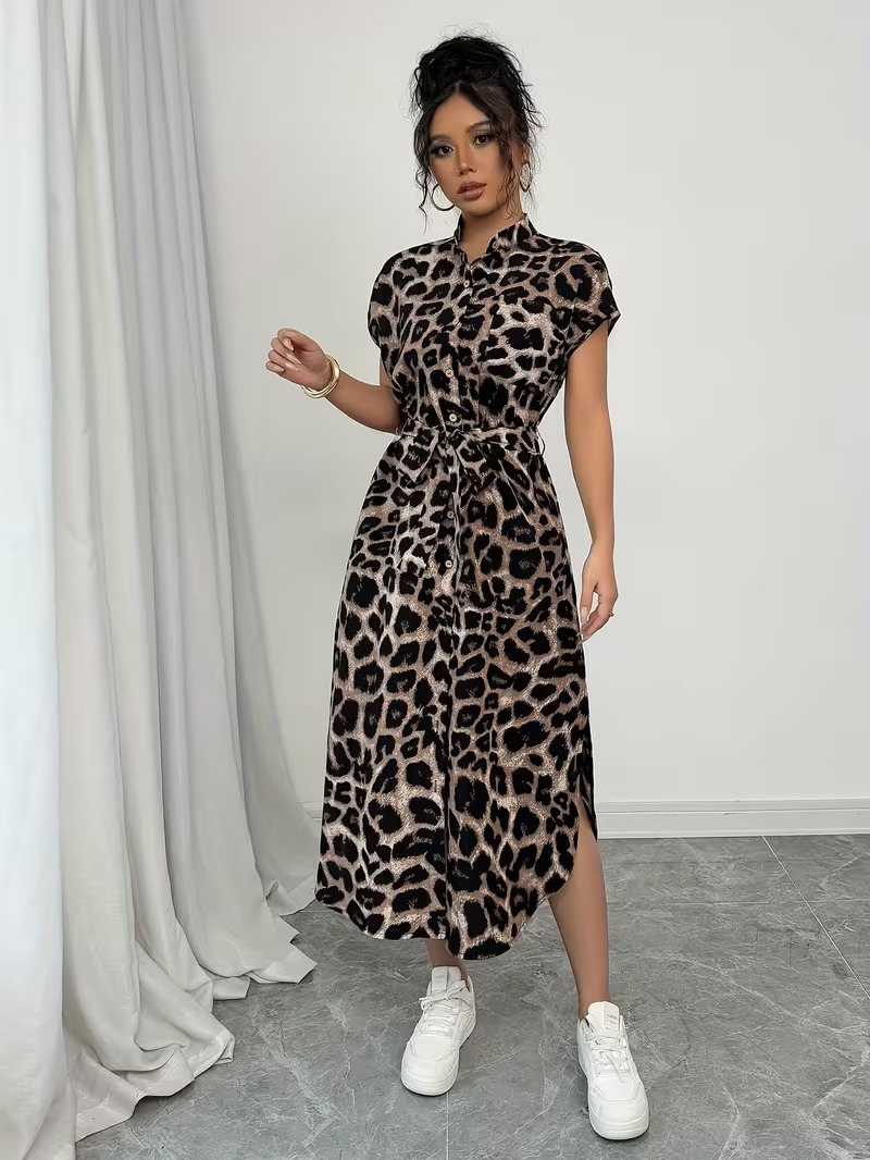4709 Rochie Midi Nathan Animal Print - imagine 1