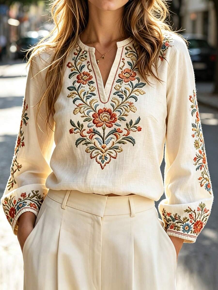 4736 Bluza Dama Eusebia cu Print Floral Multicolor - imagine 1