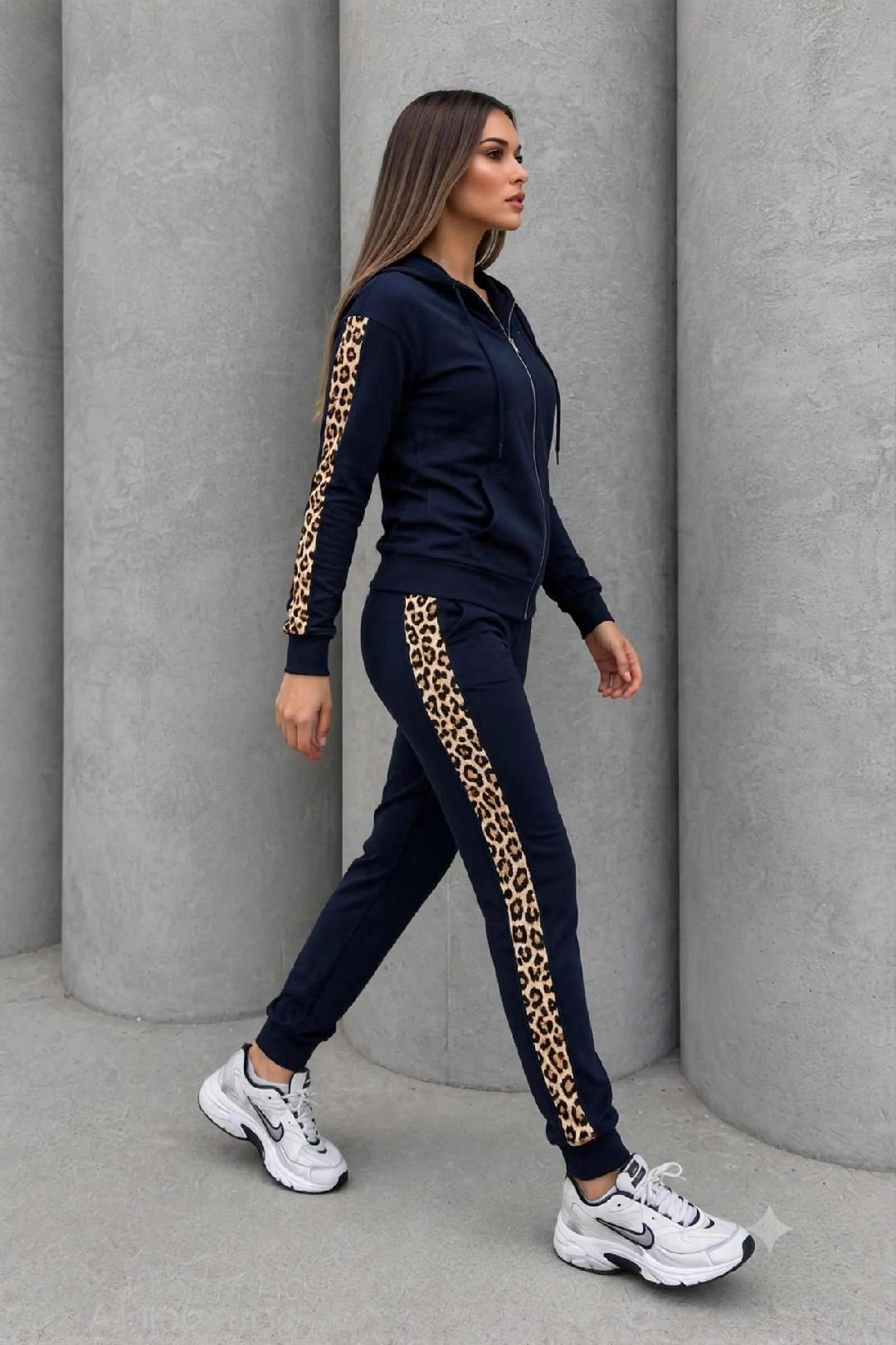 4874 Trening format din bluza cu fermoar si pantalon Janine Bleumarin - imagine 1