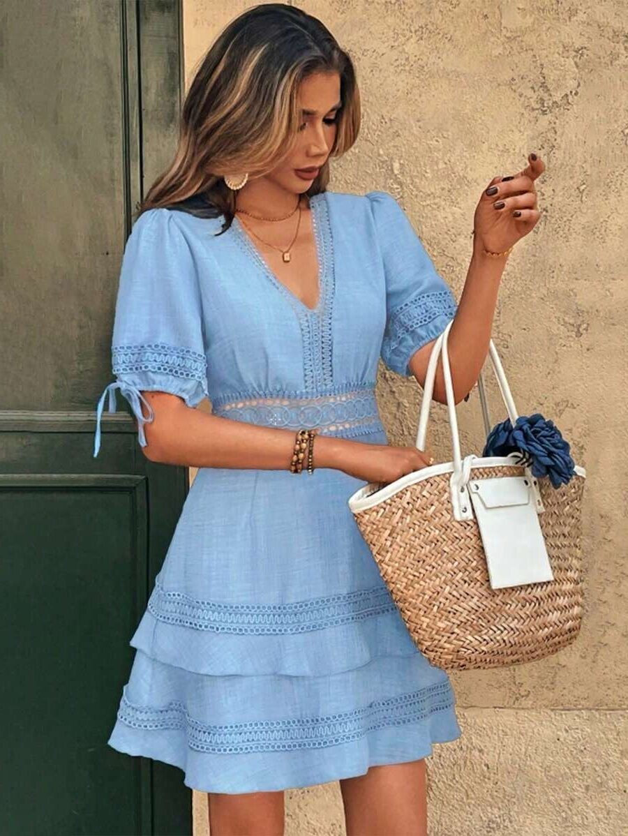 5268 Rochie Scurta Ivanna Bleu - imagine 1