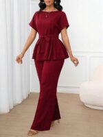 Compleu Penelope Grena format din Top si Pantalon - imagine 5