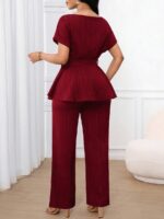 Compleu Penelope Grena format din Top si Pantalon - imagine 2