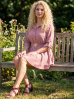 Rochie Scurta Cecilia Roz Pudra - imagine 2