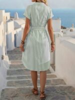 Rochie Scurta Suzana Alba cu Dungi Verzi - imagine 2