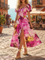 Rochie Midi Marisha Neagra cu Print Floral
