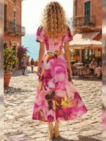 Rochie Midi Marisha Neagra cu Print Floral - imagine 2