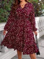 Rochie Scurta Lima Grena cu Print Geometric Alb - Marimi Mari - imagine 4