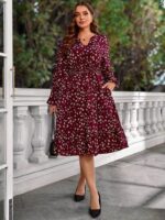 Rochie Scurta Lima Grena cu Print Geometric Alb - Marimi Mari - imagine 3