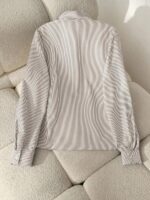 Camasa Dama Suzana Alba cu Dungi Gri si Broderie - imagine 2