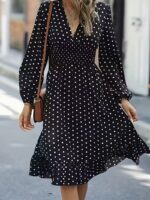 Rochie Scurta Lorensia Neagra cu Buline Albe - imagine 3