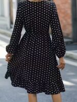 Rochie Scurta Lorensia Neagra cu Buline Albe - imagine 2