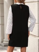 Rochie Scurta Dragomira Neagra cu Maneci Albe - imagine 2