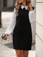 Rochie Scurta Dragomira Neagra cu Maneci Albe - imagine 4