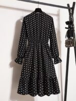 Rochie Midi Winter Neagra cu Buline Albe - imagine 2