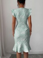 Rochie Scurta Letitia Turcoaz cu Flori In Relief - imagine 2