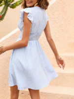 Rochie Scurta Dede Alba cu Dungi Bleu - imagine 2