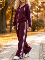 Trening format din bluza cu fermoar si pantalon Atena Grena - imagine 2