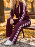 Trening format din bluza cu fermoar si pantalon Atena Grena - imagine 3