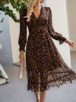 Rochie Midi Mandy Maro cu Animal Print - imagine 5