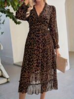 Rochie Midi Mandy Maro cu Animal Print - imagine 4