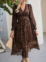 Rochie Midi Mandy Maro cu Animal Print - imagine 3