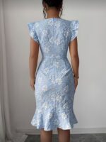 Rochie Scurta Cataleya Cleu cu Flori in Relirf - imagine 2