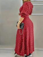 Rochie Lunga Pamela Rosie cu Buline Albe - imagine 2