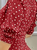 Rochie Lunga Pamela Rosie cu Buline Albe - imagine 4