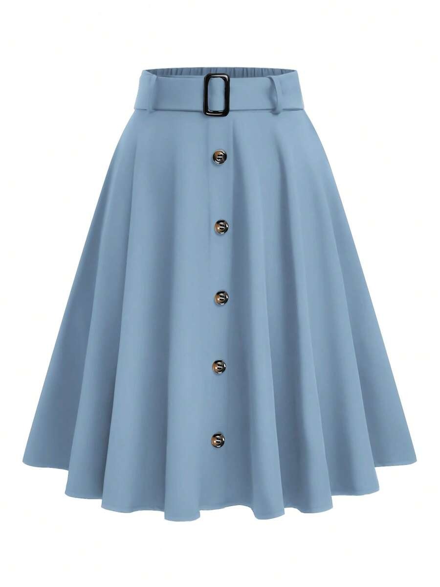 7019 Fusta Midi Paola Bleu - imagine 1