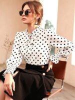 Bluza Dama Carlia Alba cu Buline Negre - imagine 5