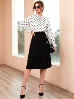 Bluza Dama Carlia Alba cu Buline Negre - imagine 4